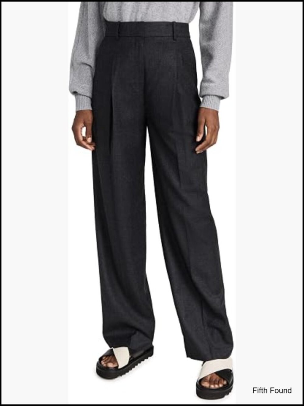 Wide-Leg High-Waisted Wool Pleat Trousers - Picture 1 of 6